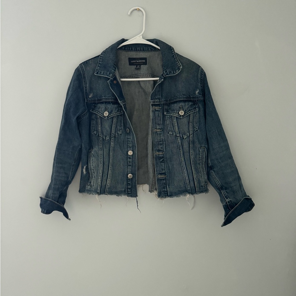 Lucky Brand Frayed Hem Blue Denim Jacket